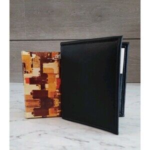 Vintage Calflon Vinyl Wallet Bifold Billfold Men’s Black In Box Advertising
